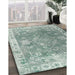 Contemporary Grayish Turquoise Green Modern Rug in Family Room, con1940