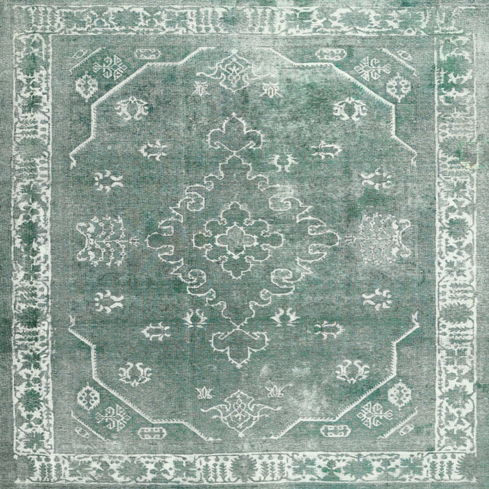 Square Contemporary Grayish Turquoise Green Modern Rug, con1940