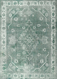 Machine Washable Contemporary Grayish Turquoise Green Rug, wshcon1940