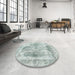 Round Contemporary Platinum Silver Gray Modern Rug in a Office, con1941