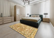 Machine Washable Contemporary Chrome Gold Yellow Rug in a Bedroom, wshcon1942