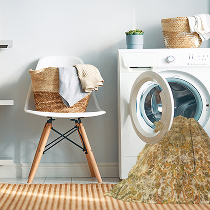 Machine Washable Contemporary Chrome Gold Yellow Rug in a Washing Machine, wshcon1942