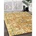 Contemporary Chrome Gold Yellow Modern Rug in Family Room, con1942