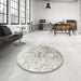 Round Machine Washable Contemporary Dark Gray Rug in a Office, wshcon1943