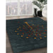 Contemporary Dark Slate Gray Green Modern Rug in Family Room, con1946