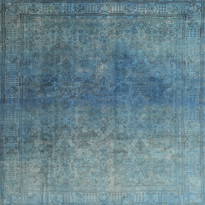 Sideview of Machine Washable Contemporary Koi Blue Rug, wshcon1949