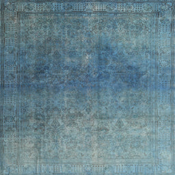 Square Contemporary Koi Blue Persian Rug, con1949