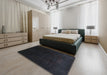 Contemporary Gunmetal Green Modern Rug in a Bedroom, con1950