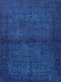 Machine Washable Contemporary Blueberry Blue Rug, wshcon1951