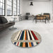 Round Contemporary Brown Modern Rug in a Office, con1953