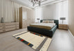 Contemporary Khaki Green Modern Rug in a Bedroom, con1954