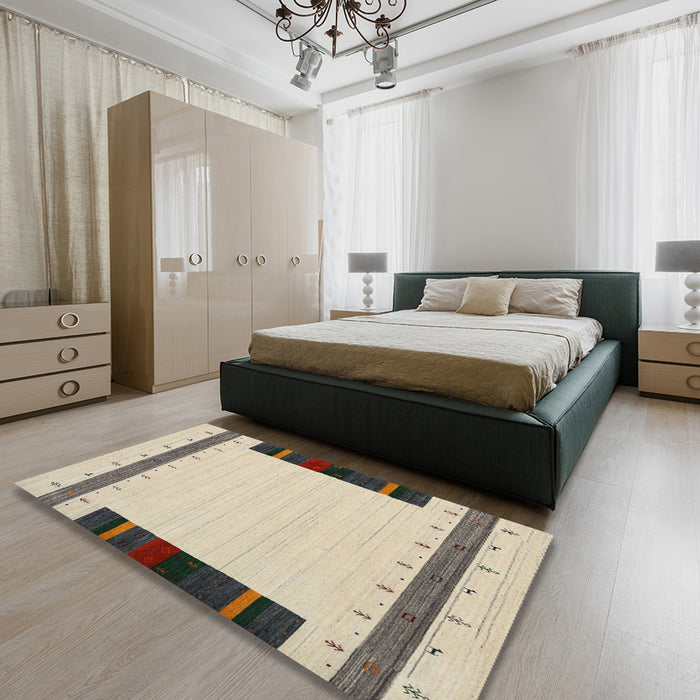 Machine Washable Contemporary Khaki Green Rug in a Bedroom, wshcon1954