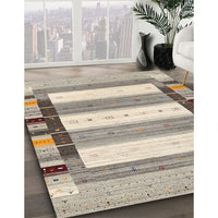 Contemporary Khaki Green Modern Rug, con1955