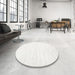 Round Machine Washable Contemporary Beige Rug in a Office, wshcon1956