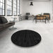 Round Contemporary Charcoal Black Modern Rug in a Office, con1959