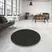 Round Contemporary Charcoal Black Modern Rug in a Office, con195