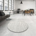 Round Contemporary Pale Silver Gray Solid Rug in a Office, con1960