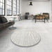 Round Machine Washable Contemporary Pale Silver Gray Rug in a Office, wshcon1960