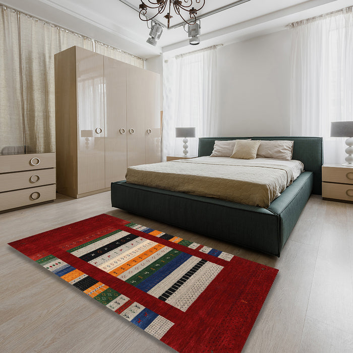 Contemporary Red Modern Rug in a Bedroom, con1961