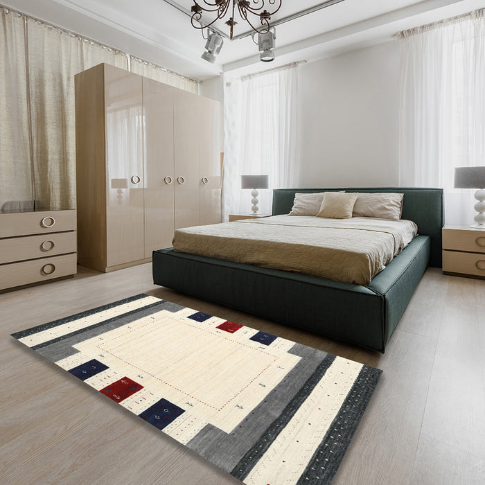 Machine Washable Contemporary Gray Rug in a Bedroom, wshcon1963