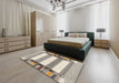 Contemporary Desert Sand Beige Modern Rug in a Bedroom, con1964