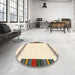 Round Machine Washable Contemporary Gold Rug in a Office, wshcon1967