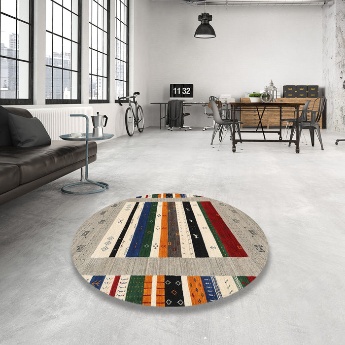 Round Machine Washable Contemporary Brown Rug in a Office, wshcon1968