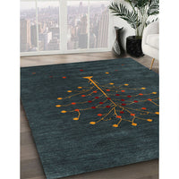 Contemporary Dark Slate Gray Green Modern Rug, con1970