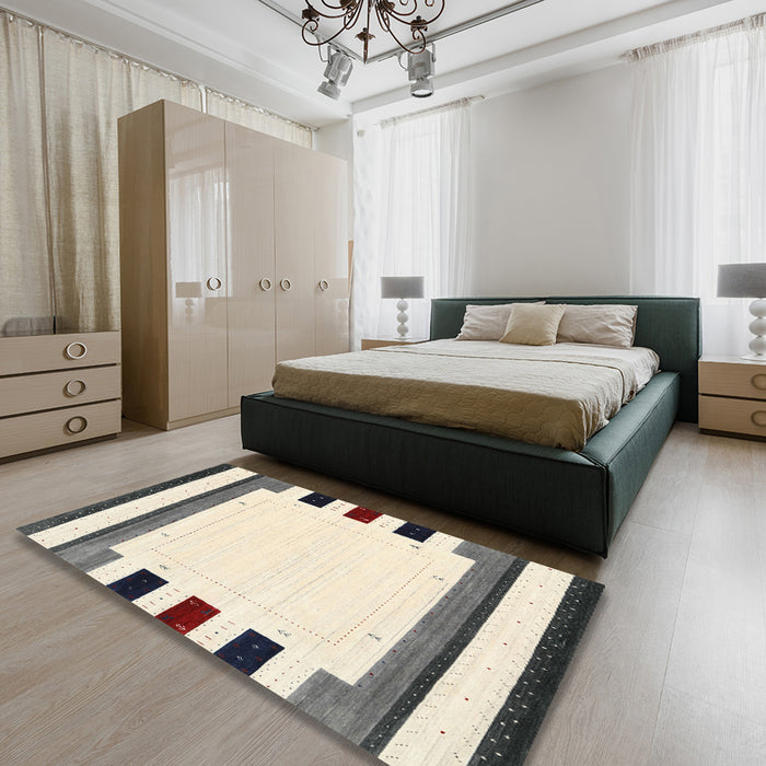 Machine Washable Contemporary Army Brown Rug in a Bedroom, wshcon1971