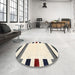 Round Machine Washable Contemporary Army Brown Rug in a Office, wshcon1971