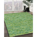 Contemporary Dark Lime Green Modern Rug in Family Room, con1975