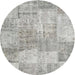 Square Machine Washable Contemporary Grey Gray Rug, wshcon1976