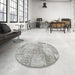 Round Machine Washable Contemporary Grey Gray Rug in a Office, wshcon1976