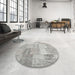 Round Contemporary Gray Patchwork Rug in a Office, con1977