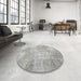 Round Contemporary Gray Patchwork Rug in a Office, con1978