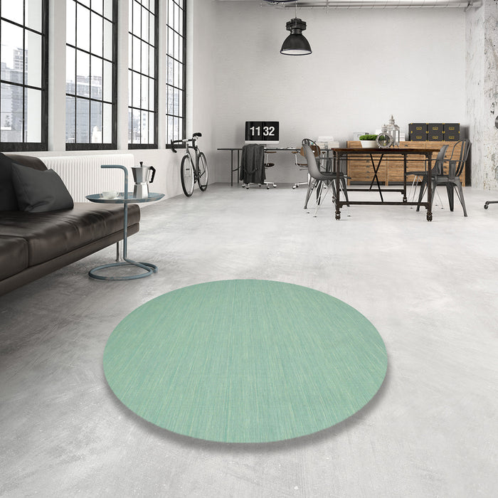 Round Machine Washable Contemporary Blue Green Rug in a Office, wshcon197