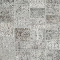 Square Contemporary Gray Patchwork Rug, con1980
