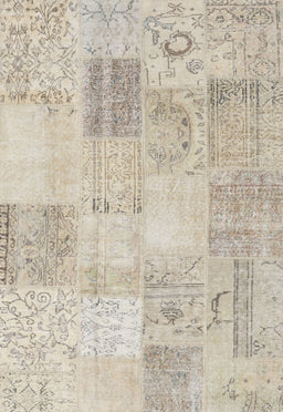 Contemporary Camel Brown Patchwork Rug, con1982