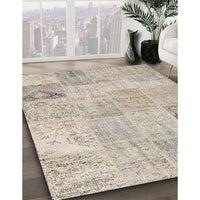 Contemporary Desert Sand Beige Patchwork Rug, con1984