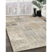 Contemporary Desert Sand Beige Patchwork Rug in Family Room, con1984