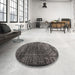 Round Contemporary Gray Modern Rug in a Office, con1986