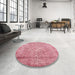 Round Contemporary Red Persian Rug in a Office, con1987