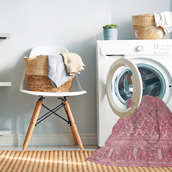 Machine Washable Contemporary Red Rug in a Washing Machine, wshcon1987