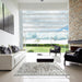 Square Contemporary Dark White Beige Modern Rug in a Living Room, con1988