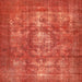 Square Contemporary Neon Red Persian Rug, con1989