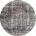 Square Machine Washable Contemporary Dark Gray Rug, wshcon1991