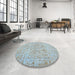 Round Contemporary Jeans Blue Modern Rug in a Office, con1992