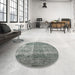 Round Machine Washable Contemporary Dark Gray Rug in a Office, wshcon1998