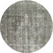 Square Machine Washable Contemporary Dark Gray Rug, wshcon1999