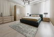 Contemporary Dark Gray Modern Rug in a Bedroom, con1999